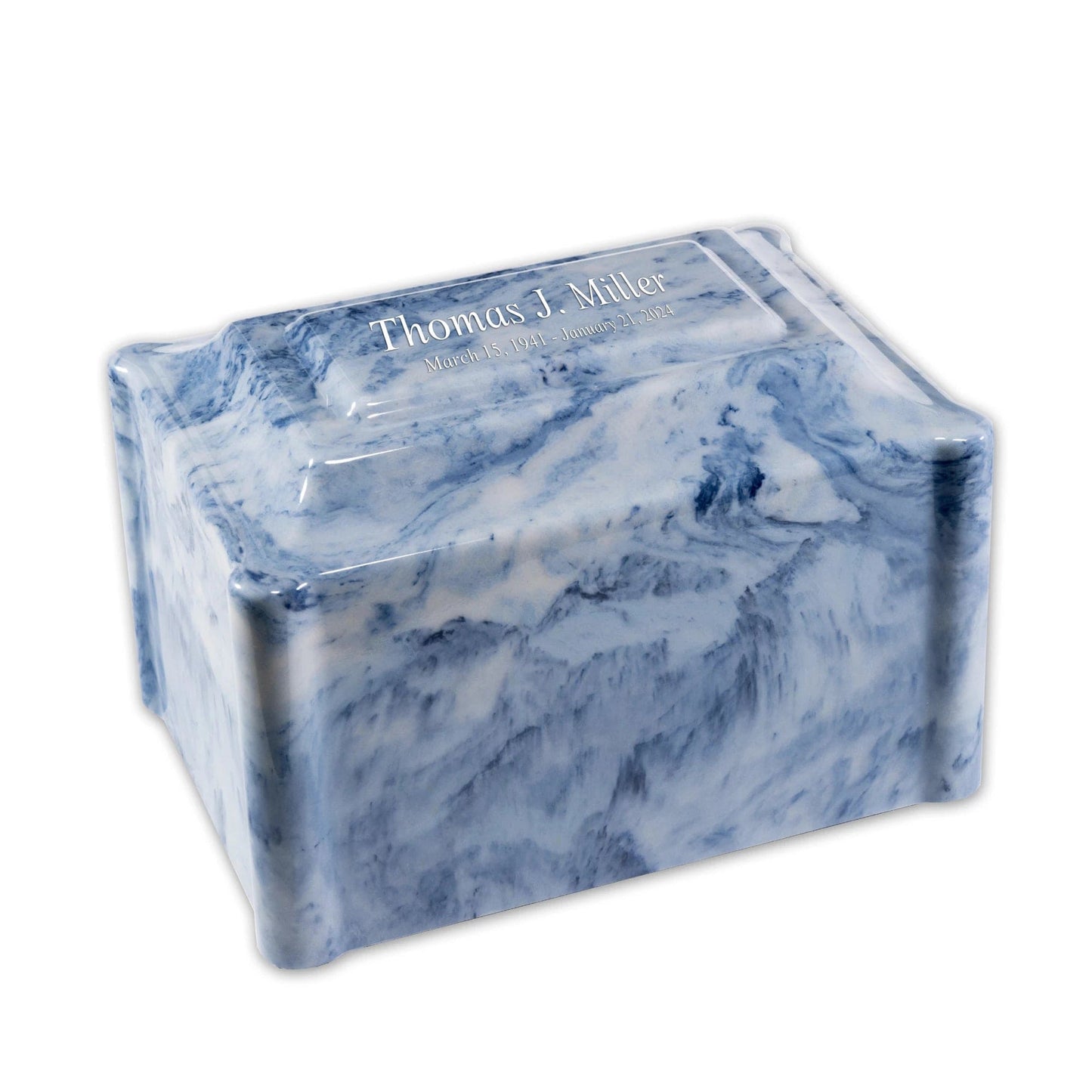 Sky Blue Cultured Marble Cremation Urn