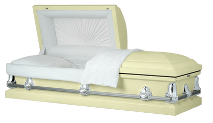 Orion Series | Soft Yellow Steel Casket with White Interior