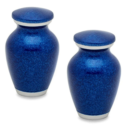 Pair of Pet Keepsake Urns - Blue Pearl | Solid Color Keepsake Urns