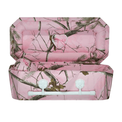 Camouflage Cloth-Covered Wood Casket | Pink Camo