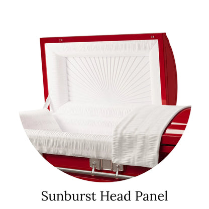 Satin Series | Red Steel Casket with White Interior