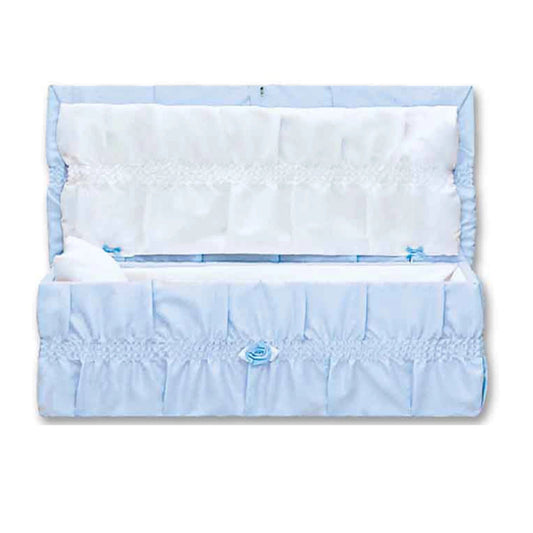 Standard Cloth-Covered Wood Casket | Blue Crepe