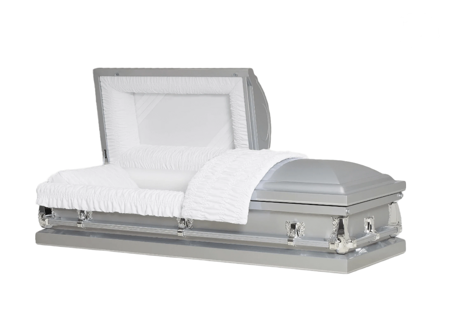 The Cashmere | 20-Gauge Silver Steel Casket – Half Couch