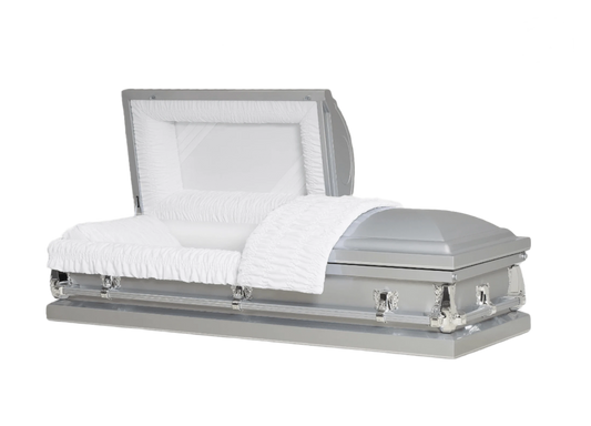 The Cashmere | 20-Gauge Silver Steel Casket – Half Couch