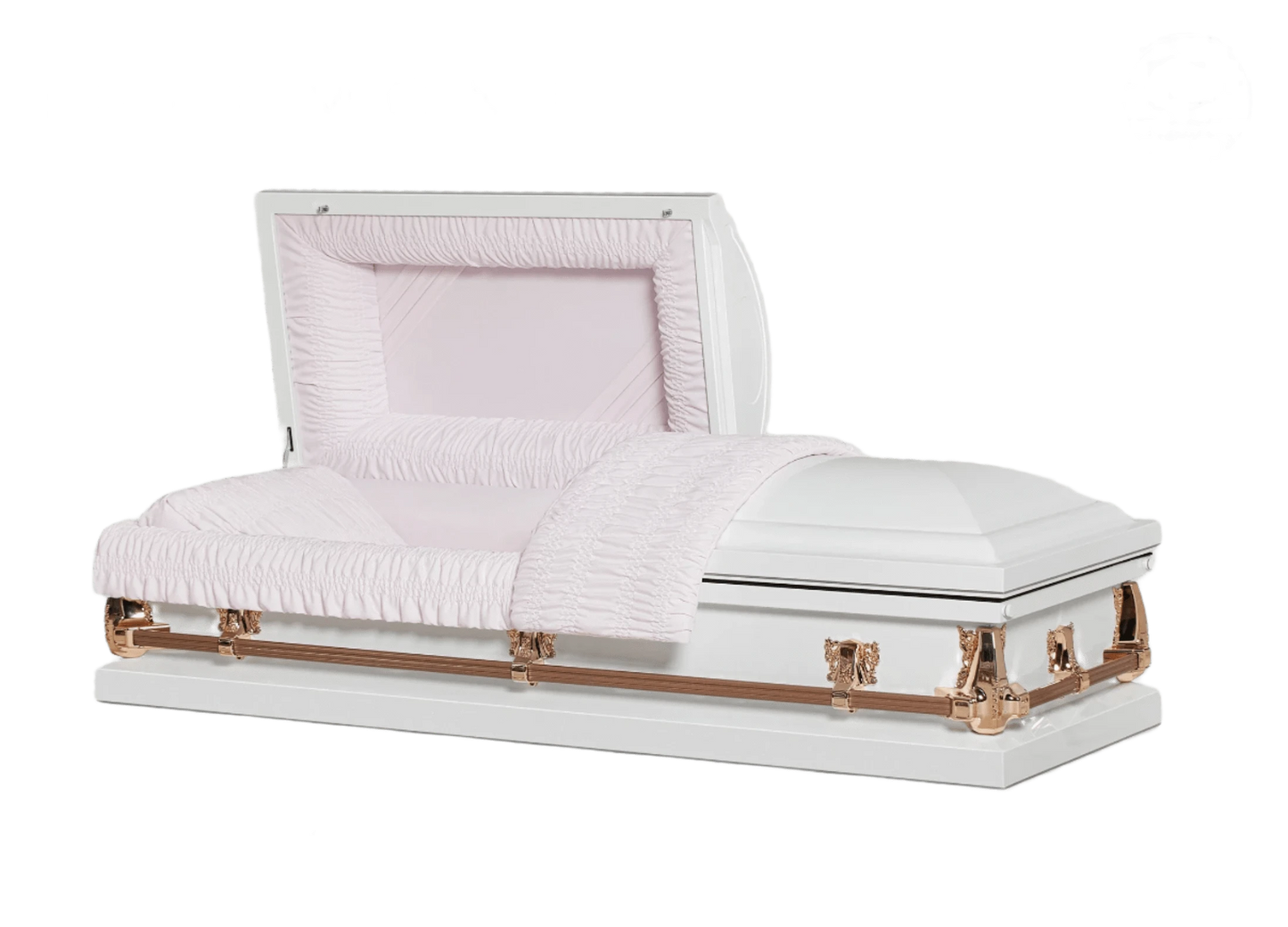 The Cashmere | 20-Gauge White & Pink Steel Casket – Half Couch