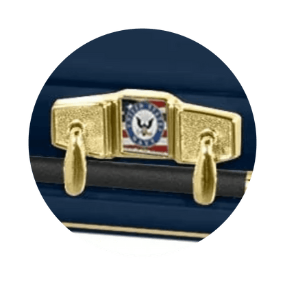 Veteran Premier XL | Navy Oversize Dark Blue Steel Casket with White Interior