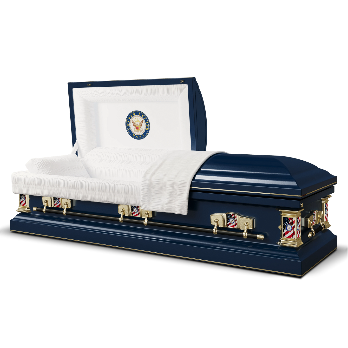 Veteran Premier | Navy Dark Blue Steel Casket with White Interior
