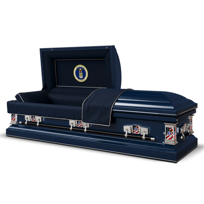 Veteran Select | Air Force Dark Blue Steel Military Casket with Dark Blue Interior