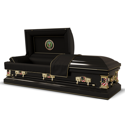 Veteran Select  | Army Black Steel Casket with Black Interior