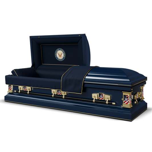 Veteran Select | Navy Dark Blue Steel Casket with Dark Blue Interior