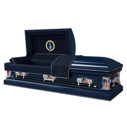 Veteran Select | Air Force Dark Blue Steel Military Casket with Dark Blue Interior