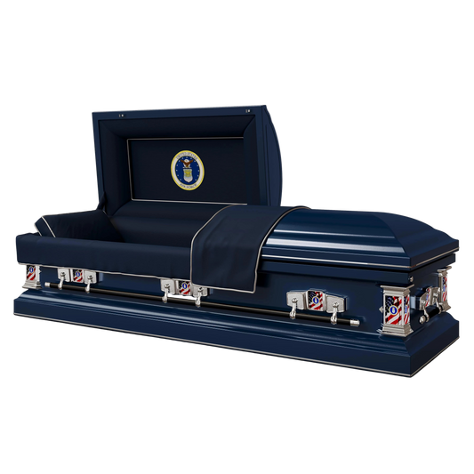 Veteran Select | Air Force Dark Blue Steel Military Casket with Dark Blue Interior