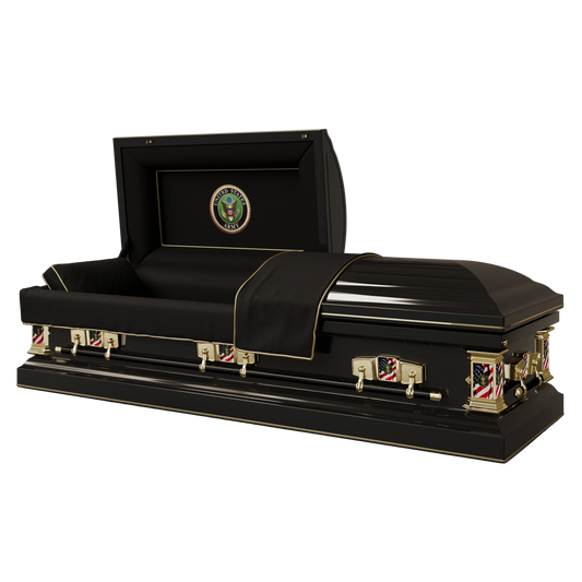 Veteran Select  | Army Black Steel Casket with Black Interior