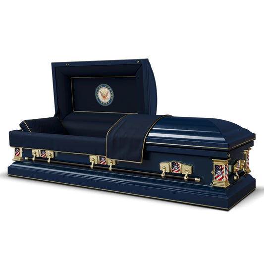 Veteran Select | Navy Dark Blue Steel Casket with Dark Blue Interior