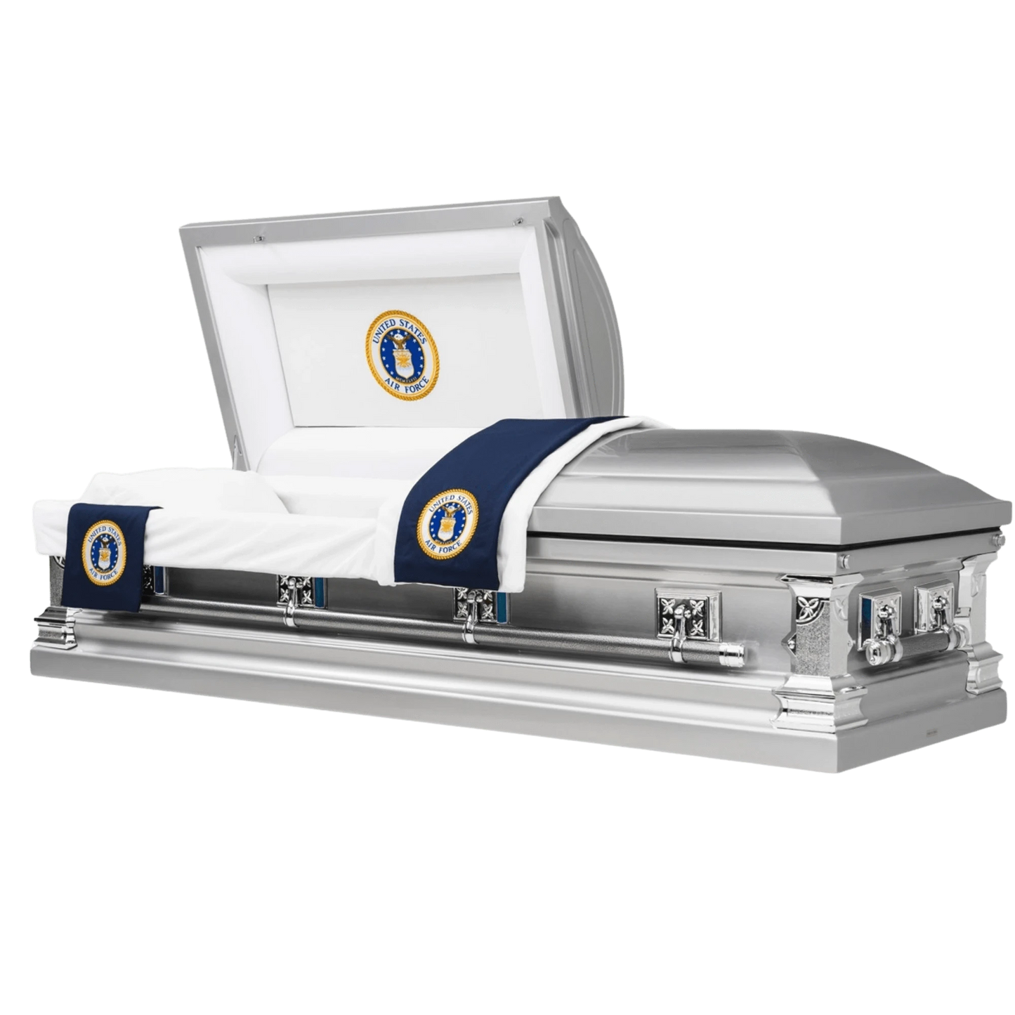 Veteran Valor | Air Force Silver Steel Casket with White Interior