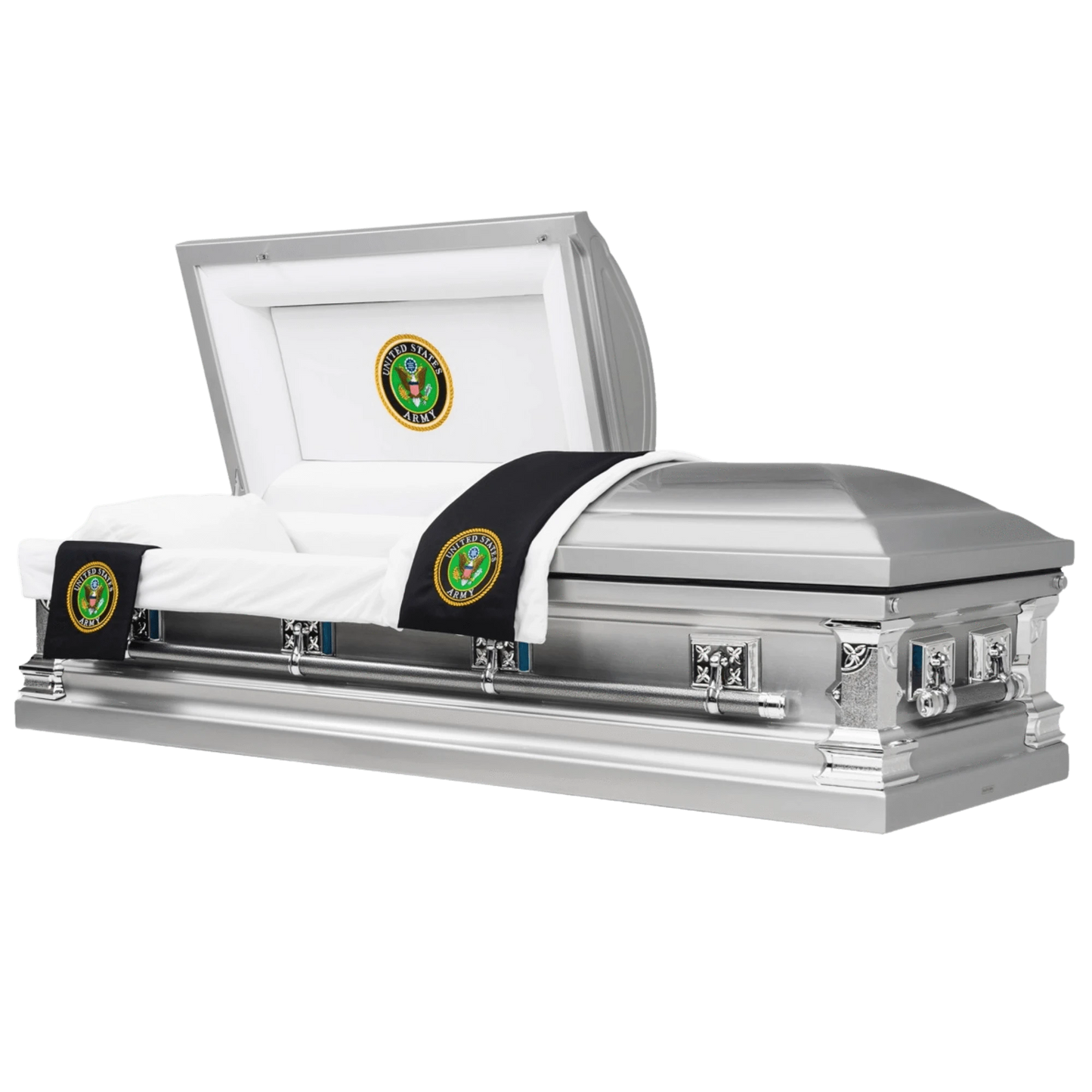 Veteran Valor | Army Silver Steel Casket with White Interior