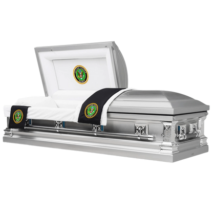 Veteran Valor | Army Silver Steel Casket with White Interior