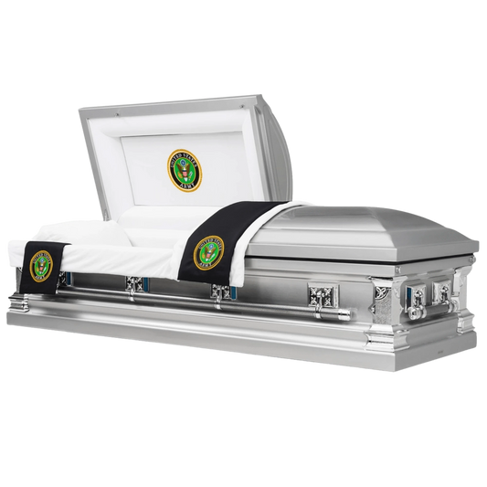 Veteran Valor | Army Silver Steel Casket with White Interior