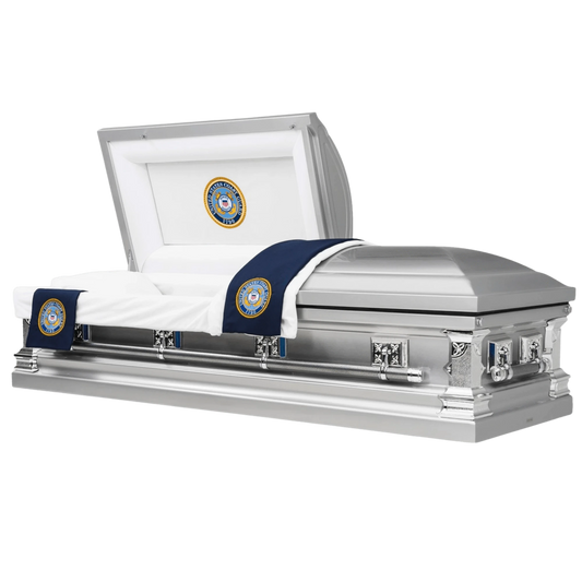 Veteran Valor | Coast Guard Silver Steel Casket with White Interior