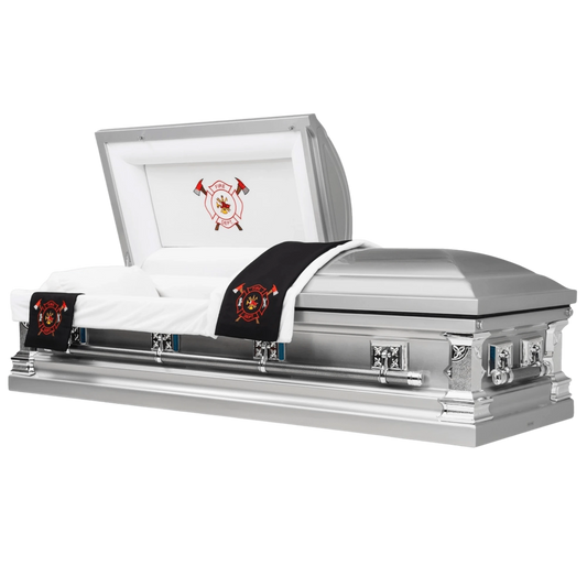 Veteran Valor | Fire Department Silver Steel Casket with White Interior