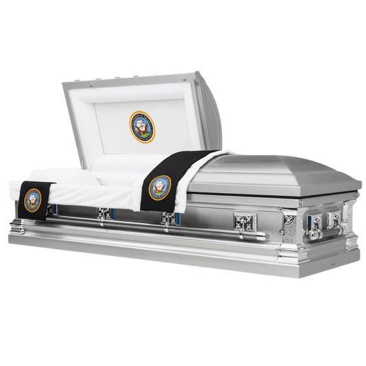Veteran Valor | US Navy Silver Steel Casket with White Interior