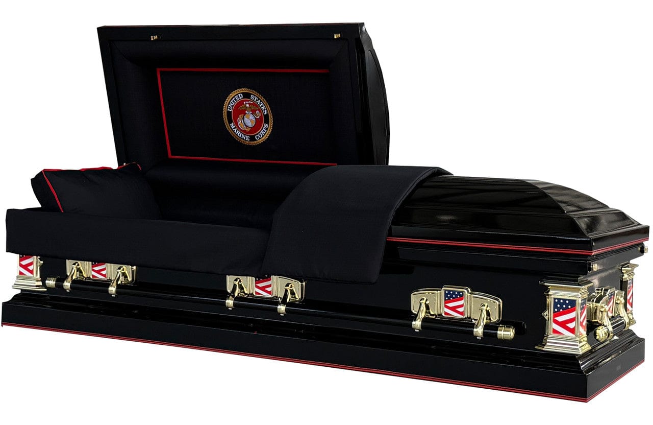 Veteran Guardian | Marines Ebony Steel Casket with Ebony Interior