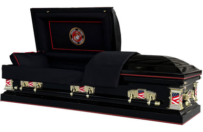 Veteran Guardian | Marines Ebony Steel Casket with Ebony Interior