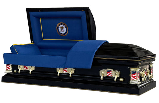 Veteran Guardian | Navy Dark Blue Steel Casket with Blue Interior