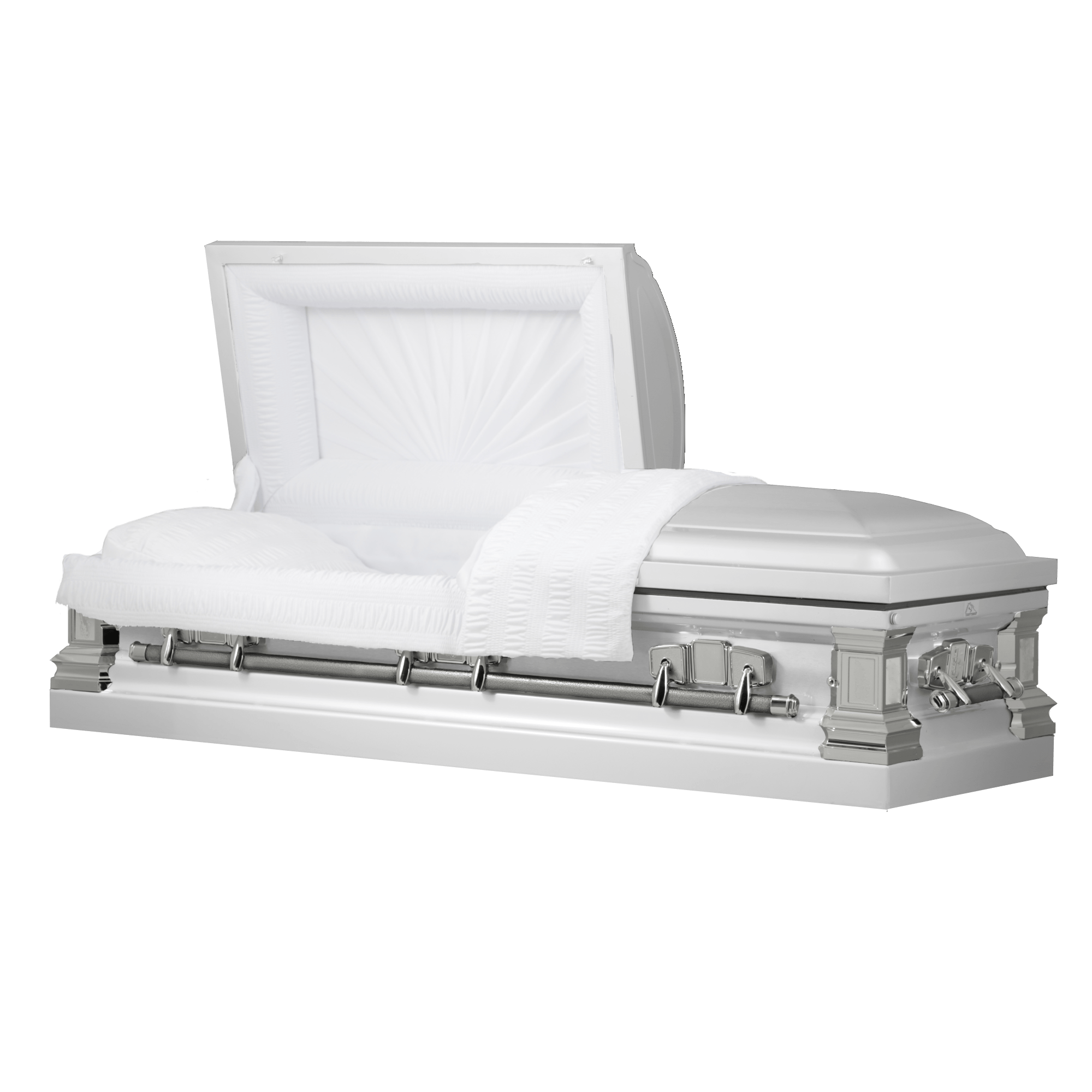 Titan Satin Series | White Steel Casket with Swingbar – Titan Casket