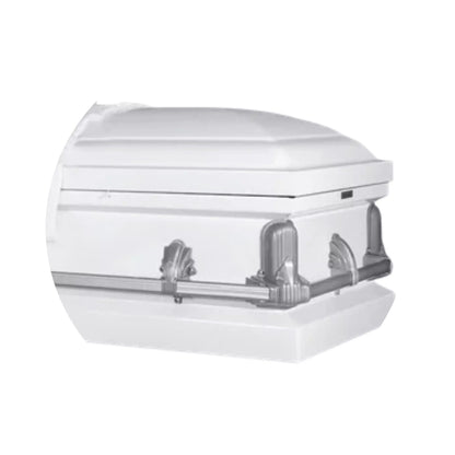 Andover Series | White Steel Casket with White Interior and Gray Hardware