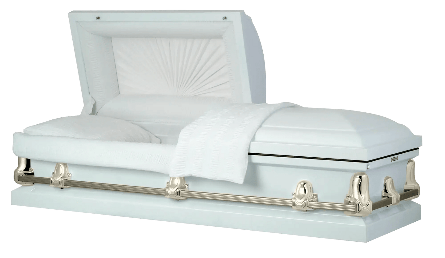Orion Series | White and Gold Steel Casket with White Interior