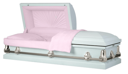 Orion Series | White Steel Casket with Pink Interior