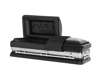 Adams Series | Black Leather Steel Casket