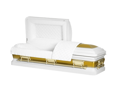 Adams Series | White & Gold Brushed Steel Casket