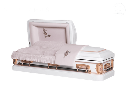 Adams Series | White & Copper Primrose Steel Casket