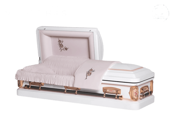 Titan Adams Series- White & Copper Primrose Steel Casket – Titan