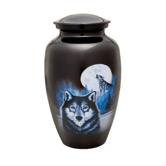 Artist Pet Urn - Full Moon Wolf