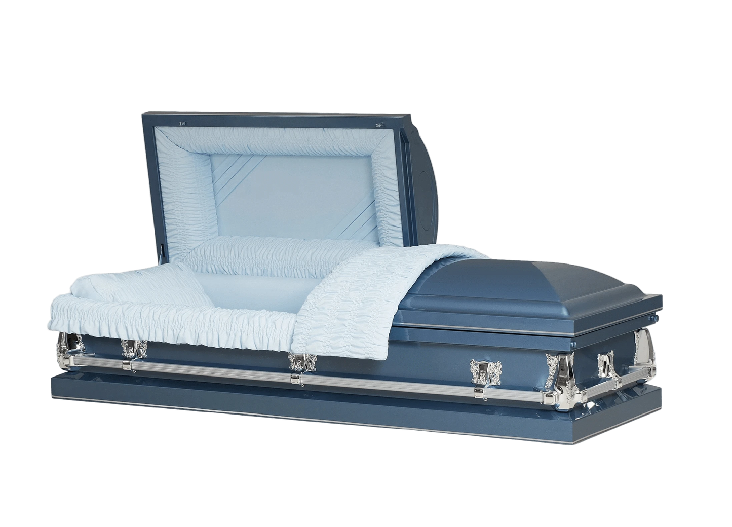 The Cashmere | 20-Gauge Blue Steel Casket – Half Couch