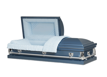 The Cashmere | 20-Gauge Blue Steel Casket – Half Couch
