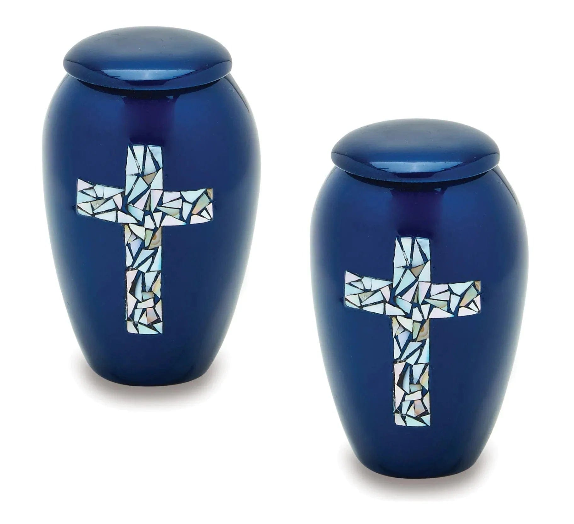 Pair of Pet Keepsake Urns - Blue Cross | Designer Keepsake Urns