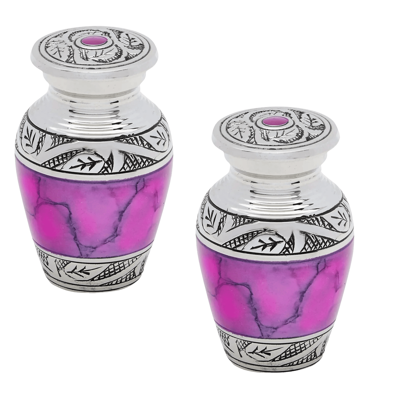 Pair of Keepsake Urns - Pink | Brass Keepsake Urns