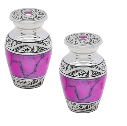 Pair of Keepsake Urns - Pink | Brass Keepsake Urns