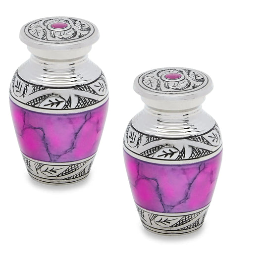 Pair of Pet Keepsake Urns - Pink | Brass Keepsake Urns