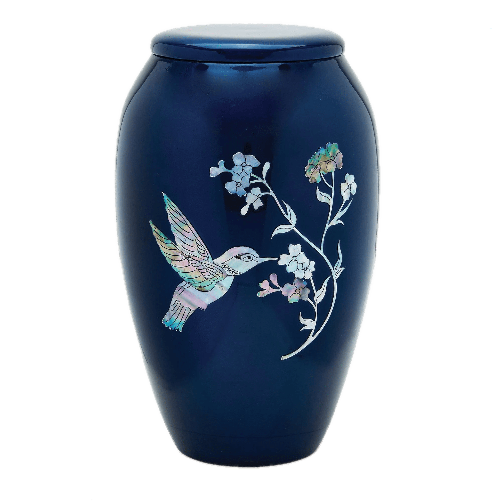 Aluminium Cremation Urn - Adult Blue Hummingbird Designer Urn for Aluminium Cremation Urn - Adult Blue Hummingbird Designer Urn for
