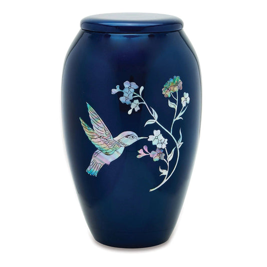 Designer Pet Urn - Blue Hummingbird