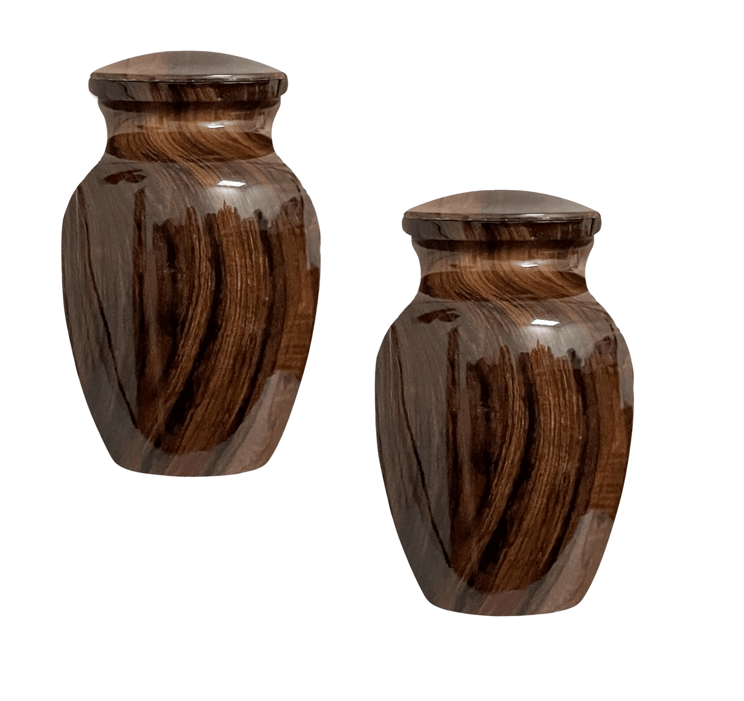 Pair of Keepsake Urns - Brazilian Rosewood | Hydro-Painted Keepsake Urns