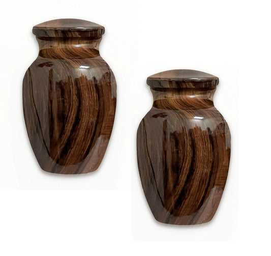 Pair of Pet Keepsake Urns - Brazilian Rosewood | Hydro-Painted Keepsake Urns