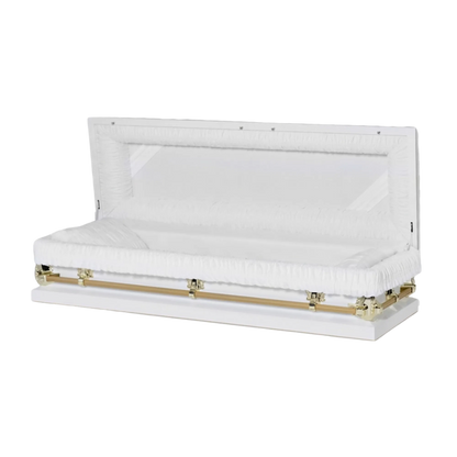 The Cashmere | 20-Gauge White & Gold Steel Casket