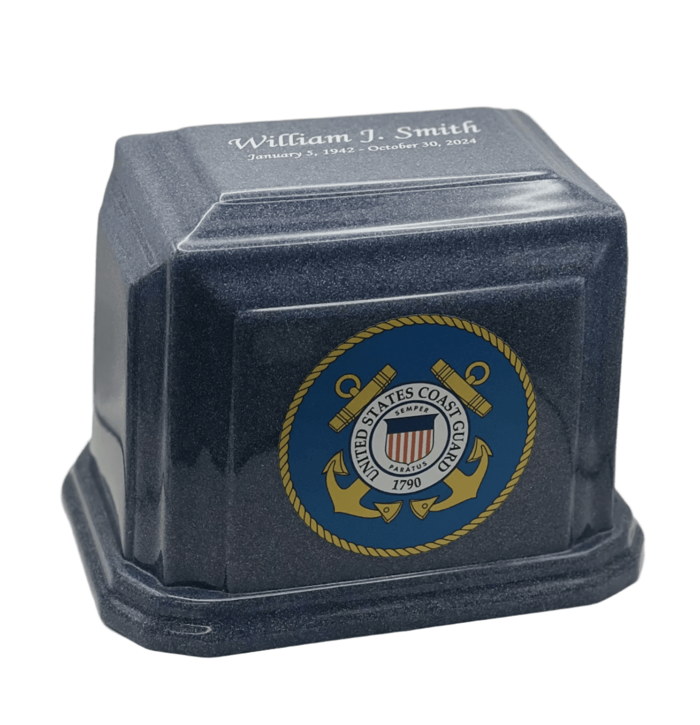 Classic Military Marble Cremation Urn | Coast Guard Blue