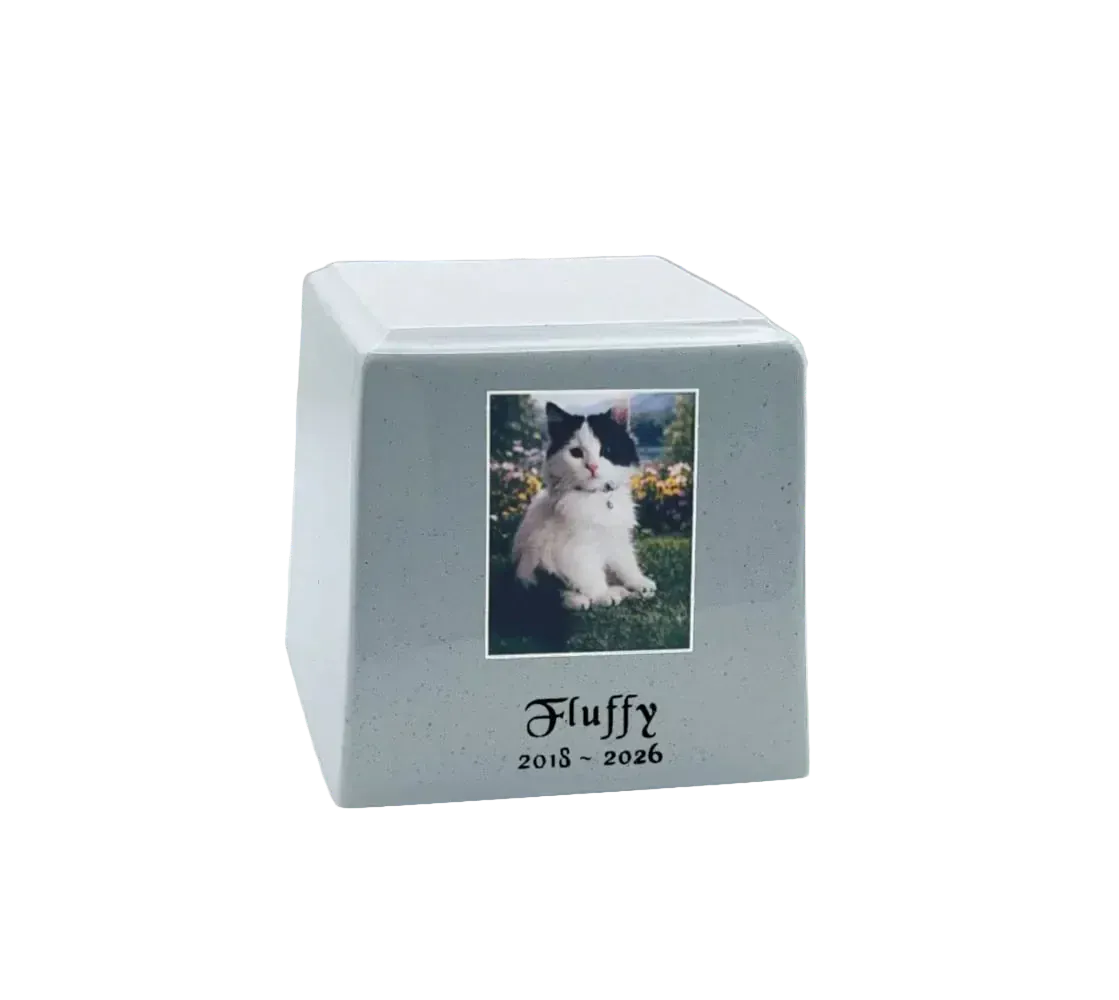 Cultured Marble Pet Urn | White Pet Urn